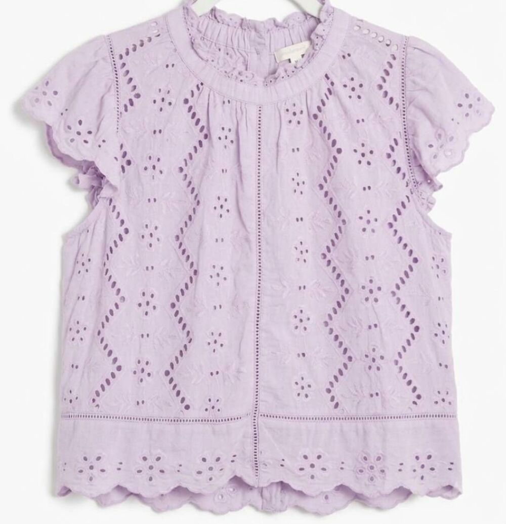 Jennifer grace womens L lavender purple top cottagecore prairie peasant shirt